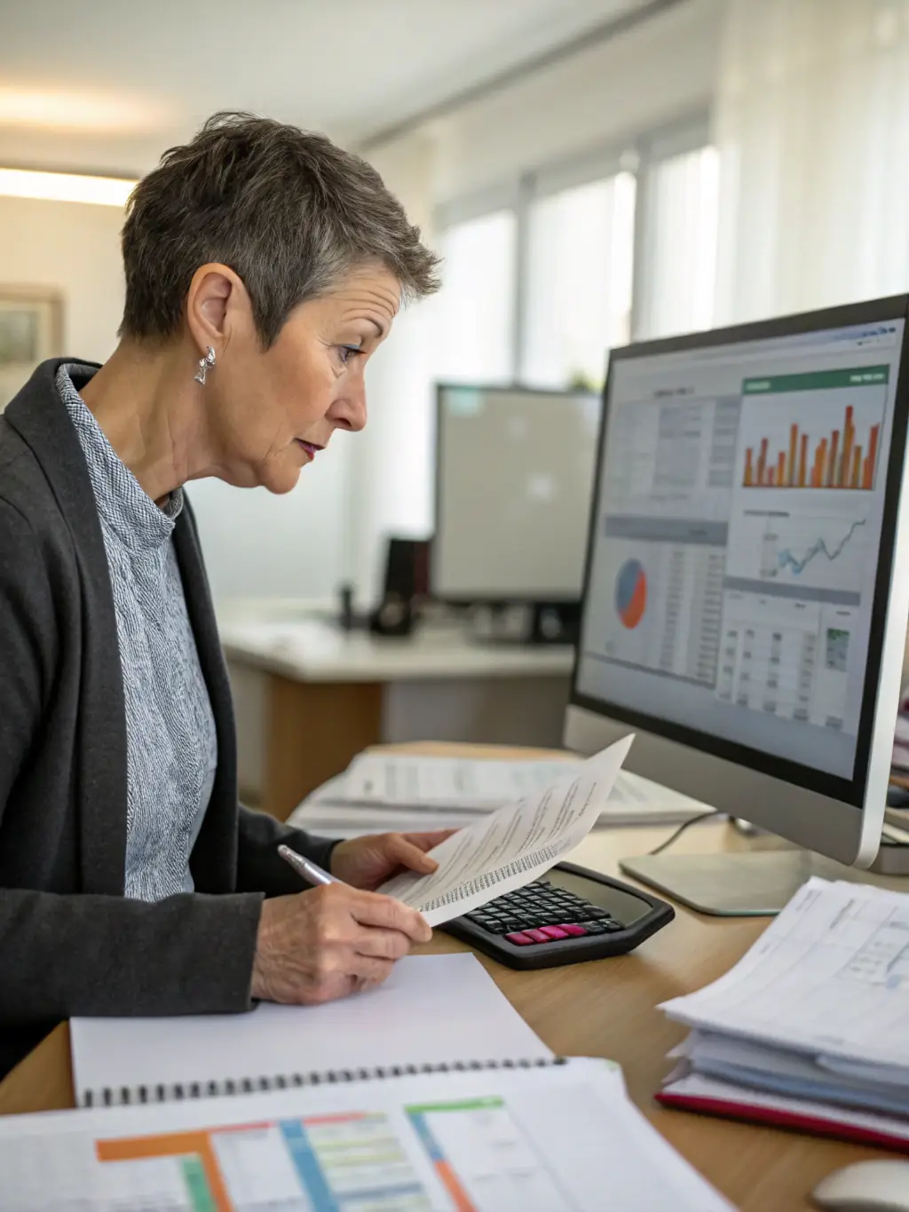 A focused image of a business professional analyzing data charts and market reports, used to represent Synapse Strategy Solutions' market analysis and entry service.